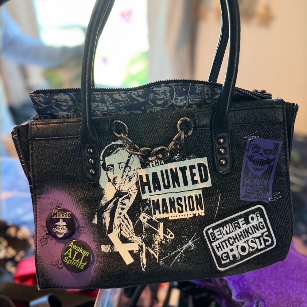 Haunted Mansion Black Satchel with Chain Detail